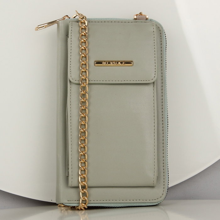 Zoozie Bags Bolso Cruzado de Piel Verde Menta con Compartimento para Teléfono